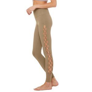 Alo Yoga Interlace High Waist Leggings Gravel Lace Up Side Size M NWT
